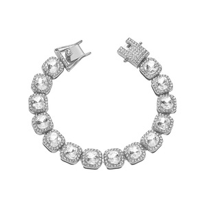 Full Rock Sugar Chain Beard Buckle Hip Hop <b>Bracelet</b>, Summer Splicing Square Rhinestone Cuban <b>Bracelet</b> Men Tanjing Fashion - Product Image 5