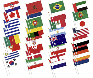 50 Bandiere Nazionali da Sventolare a Mano per la Coppa <span class=keywords><strong>del</strong></span> Mondo di Calcio 2026 (USA-Canada-Messico) - Top 32 Paesi - Souvenir per Partite di Calcio - Product Image 1