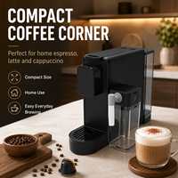 Machine à café à capsules domestique avec réservoir de mousseur à lait indépendant, 1100W, réservoir d'eau de 580ml, bac d'égouttement amovible pour expresso