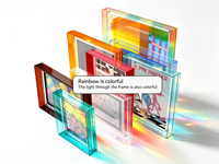 Cadre photo magnétique double couche carré en acrylique, support de bureau autoportant, transparent, coloré, écologique, pour décoration intérieure et affichage d'images