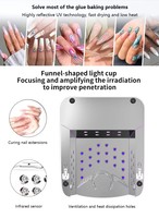 Lampe UV sans fil rechargeable 72W avec base métallique, séchoir à ongles LED portable sans fil, lampe de polymérisation professionnelle pour salon