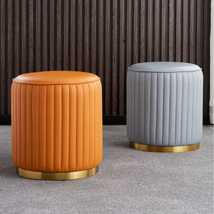 Ghế ăn Bắc Âu tròn hiện đại trong nhà nhà sang trọng bước chân phòng khách đồ nội thất vàng kim loại ghế da Ottoman Phân - Product Image 3