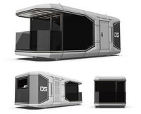 Maisonnette de luxe moderne en structure acier, portable, type caravane, écologique, installation facile pour appartement et cour.