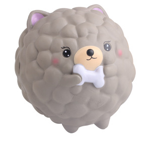Cute Gray Dog Shape Silicone <b>Squishy</b> Toy Soft Slow Rebound Promotional Gift With Logo Printing - Product Image 1