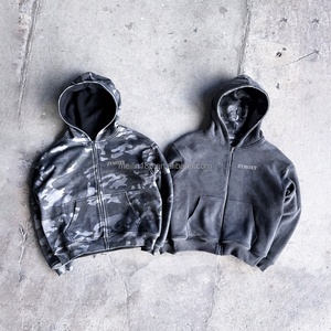 Custom Camouflage <b>Zip</b> <b>up</b> <b>Jackets</b> Design Double Layers Outside Acid Wash <b>Zip</b> <b>up</b> Hoodies High Quality Reversible Waffle Hoodies - Product Image 1