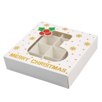 Boîte à biscuits de Noël pliable en gros avec fenêtre, boîte d'emballage cadeau pour chocolats et bonbons à 6 compartiments pour les fêtes de Noël