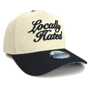Cappello Strutturato a 5 Pannelli Bicolore Beige e Nero con Logo Personalizzato Ricamato 3D a Rilievo, MOQ Basso, OEM ODM - Product Image 4
