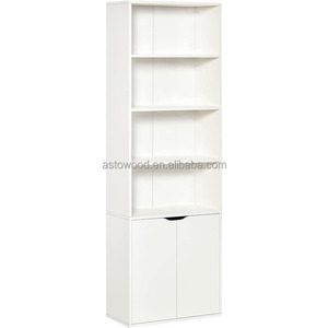 2 Door 4 <strong>Shelves</strong> <strong>Tall</strong> Bookcase Modern Storage Cupboard Display <strong>Unit</strong> for Living Room Study Bedroom Home Office Furniture White - Product Image 1