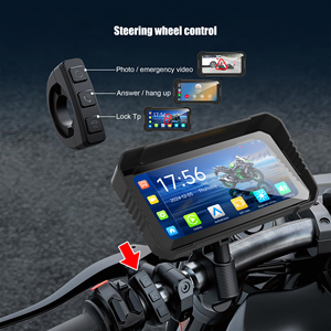Không thấm nước 6.25 inch xe máy xách tay không dây Carplay Android điều hướng tự động GPS AHD 1080p phía trước phía sau máy ghi âm kép - Product Image 4