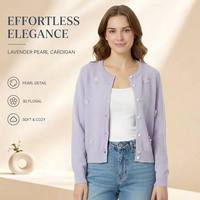 Cardigan Femme au Crochet Style Doux avec Perles et Broderies Florales – Collection Printemps Respirant, Séchage Rapide, Anti-Plis, Design Décontracté