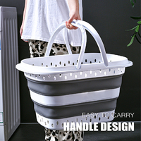 Panier à linge pliable mural avec double poignée, panier de rangement ventilé en plastique ajouré