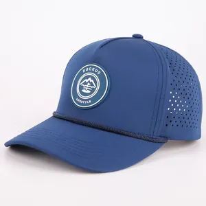 High Quality Custom Logo 5 Panel Laser Cut Hole Perforated Gorras Mens Waterproof Sport Baseball Cap Hat