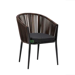 E7083D Modern Outdoor Dine Furniture Synthetic Woven Wicker Rattan Dining Arm Chair