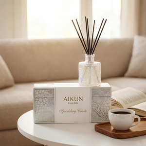 Aikun Custom Logo Pearl Embossed Iridescent Drawer Box 100ml 150ml IP16 Reed <b>Diffuser</b> Gift Set For Sofa Side Gift Boutiques - Product Image 1