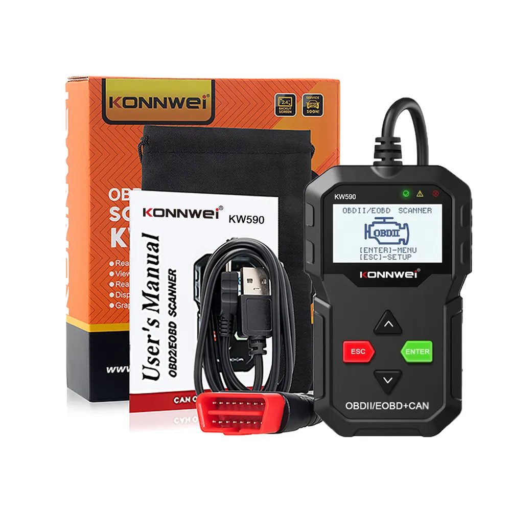 Konnwei KW590 범용 차량 도구 코드 리더 스캐너 Automotriz OBD ii 진단 12V 자동차 자동 진단 도구 OBD2 스캐너