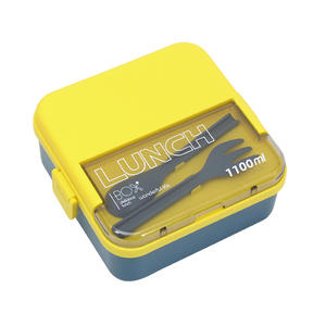 1100ML square Lunch Box <b>Plastic</b> Crisper Microwavable Bento Box with Cutlery <b>Kitchen</b> Boxes for Food Storages - Product Image 4