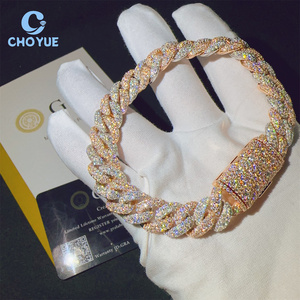 12MM Iced Out Cuban Link Bracelet 925 Sterling Silver VVS Moissanite Diamond Cuban Link Chain Buss <b>Down</b> Hip Hop Jewelry Bracelet - Product Image 2