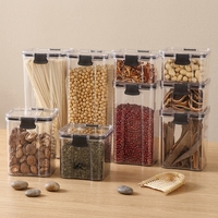 Vente en gros d'usine - Contenant de stockage de cuisine en plastique de qualité alimentaire, transparent, carré, scellé, de 1 à 2 L, pour les collations, les fruits secs, les céréales, les épices