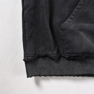 Sweat à capuche surdimensionné de haute qualité vintage, lavage vintage, 500 g/m², broderie de patchs usés, fermeture éclair, pour homme - Product Image 6