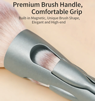 Ensemble de pinceaux de maquillage magnétiques 4-en-1 détachables, poils synthétiques, manche en plastique, pinceaux plats angulaires pour le blush et le smudge, pour le maquillage du visage et des yeux