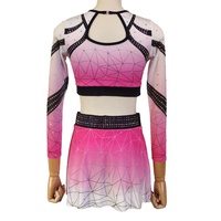 Nouveaux uniformes de pom-pom girl roses à la mode à manches longues respirant ligne latérale filles et adultes pour la danse