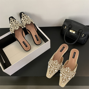 Sandalias Planas de Diseñador con Pedrería Primavera 2024, Elegantes y Casuales para Oficina, Sandalias Planas para Mujer - Product Image 5