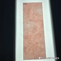 Transtones Dalles et carreaux d'onyx rose poli, panneau mural en pierre artificielle dalles de 6mm d'épaisseur en gros