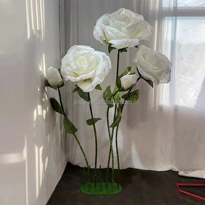 Ensemble de fleurs géantes artificielles en organza (coquelicot, <span class=keywords><strong>iris</strong></span>, rose) pour vitrine, décorations de mariage et événements - Product Image 2