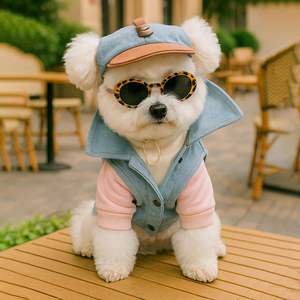 PETCIRCLE Style coré<span class=keywords><strong>en</strong></span> été Pet chapeau de soleil mignon motif Animal velours côtelé casquette de Baseball Protection solaire pour chat chien pour les séances Photo - Product Image 2