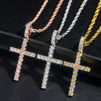 Pendentifs Croix en Moissanite au Design Classique, Certifiés Testeur, Vente en Gros, Bijoux Iced Out Style Rappeur, Cadeaux pour Hommes et Femmes