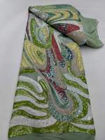 Tissu brodé de fleurs en relief tridimensionnelles avec perles pour robes de mariée et robes de soirée Robes de mariée et tenues de soirée