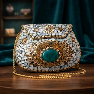 Sac bandoulière chic et élégant en métal fait main indien 2025 – Luxe bohème classique, fermeture ouverte, étanche, léger et coloré - Product Image 1