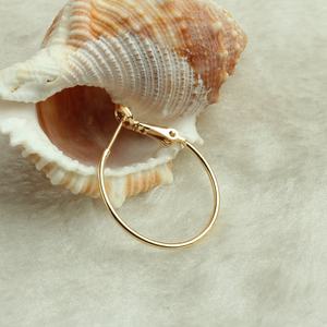 Pendientes de aro de Latón chapado en oro auténtico de 14 quilates para mujer, pendientes de aro de oro de moda de 25mm 30mm 35mm, gran regalo - Product Image 3