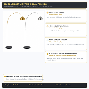 Lampadaire moderne en arc avec abat-jour en métal doré et détails perforés pour salon, canapé, coin lecture - Product Image 3