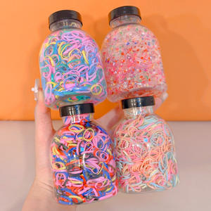 Simpatici 1000 pz/scatola per bambini usa e getta per <span class=keywords><strong>capelli</strong></span> con <span class=keywords><strong>elastici</strong></span> colorati e bottiglia di plastica per ragazze - Product Image 4