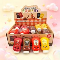 Jouet Squishy Bouteille de Sauce en PU à Remontée Lente, Doux, Sensoriel, Anti-Stress, à Presser, Cadeau de Décompression, Couleurs Assorties