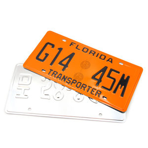 <strong>Black</strong> Aluminum Car License Plate White Number Embossed Sublimating License Plate Car License Plate - Product Image 1
