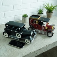 Modèle de voiture vintage antique en métal moulé sous pression, peint à la main, ornement de bureau, cadeau de festival pour les amateurs de voitures
