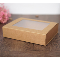Boîte en papier Kraft 6 pièces, dessous de plat pour gâteaux de lune, boîte d'emballage cadeau, avec fenêtre transparente en PET