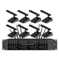 Kit de microphones sans fil UHF longue portée, 8 unités portatives avec récepteur sur rack pour système audio de salle de conférence
