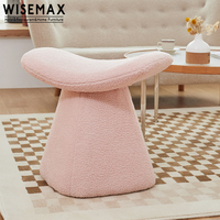 WISEMAX FURNITURE Pouf de salon moderne de luxe, petite table d'appoint ronde, tabouret de maquillage, repose-pieds en laine d'agneau, petit fauteuil ottoman