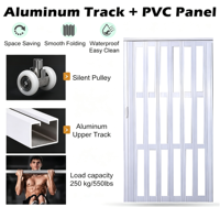 Porte pliante en PVC, fabrication directe usine, séparateur de pièce peu encombrant, panneaux légers et étanches pour la maison, le bureau et le balcon
