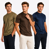 En stock – Vente en gros – T-shirt homme en coton mercerisé avec logo personnalisé OEM – Manches courtes, col rond, qualité supérieure, toucher soyeux, basique