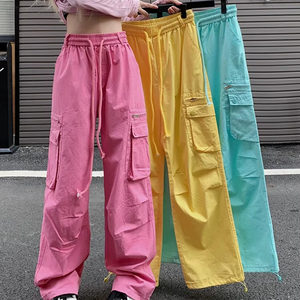<span class=keywords><strong>Pantalon</strong></span> de travail femme multi-poches été à prix réduit, taille haute, coupe droite, jambe large, ample et décontracté – Vente en gros - Product Image 1