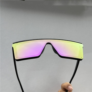 Lmamba Custom Fashion Purple One Pieces Mirror Lens Sports Women Men UV400 Retro Flat <b>Sunglasses</b> 2024 Gafas De Sol High Quality - Product Image 2