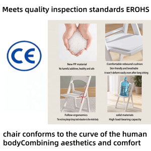 <span class=keywords><strong>เก้าอี้</strong></span><span class=keywords><strong>พับ</strong></span>สีขาวกันน้ำพร้อมพนักพิง ดีไซน์ทันสมัย ทนทาน ผลิตจากพลาสติกเรซิ่นสำหรับใช้งานกลางแจ้ง เหมาะสำหรับงานแต่งงานและงานเลี้ยง - Product Image 5