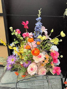 Sfera di Fiori Artificiali in Seta Arancione e Rossa, Ghirlanda Floreale Sospesa per Matrimoni ed Eventi, Composizioni Floreali, Centrotavola - Product Image 5