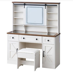 <span class=keywords><strong>Tocador</strong></span> Moderno Homerich con Espejo, Estación de Carga, <span class=keywords><strong>Taburete</strong></span> de Almacenamiento y Mesa de Maquillaje para Dormitorio - Product Image 1