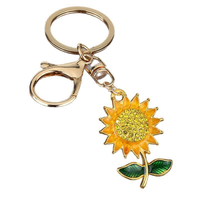 Porte-clés en alliage de haute qualité avec strass de qualité supérieure, motif tournesol, plante, arbre, fleur, pendentif pour sac à dos, lot de porte-clés 2026
