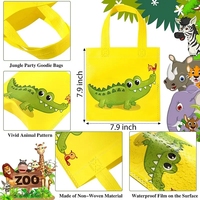 Safari Favor Sacs avec Poignée Non Tissé Jungle Animal Cartoon Goody Sacs Lion Tigre Éléphant Singe Crocodile Girafe enfants